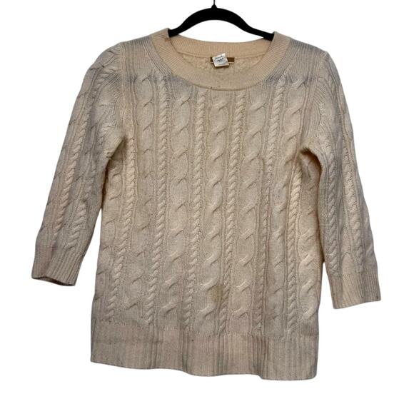 J.Crew 100% Cashmere Cable Knit Sweater Womens Small Italian Yarn Minimalist - Picture 1 of 6